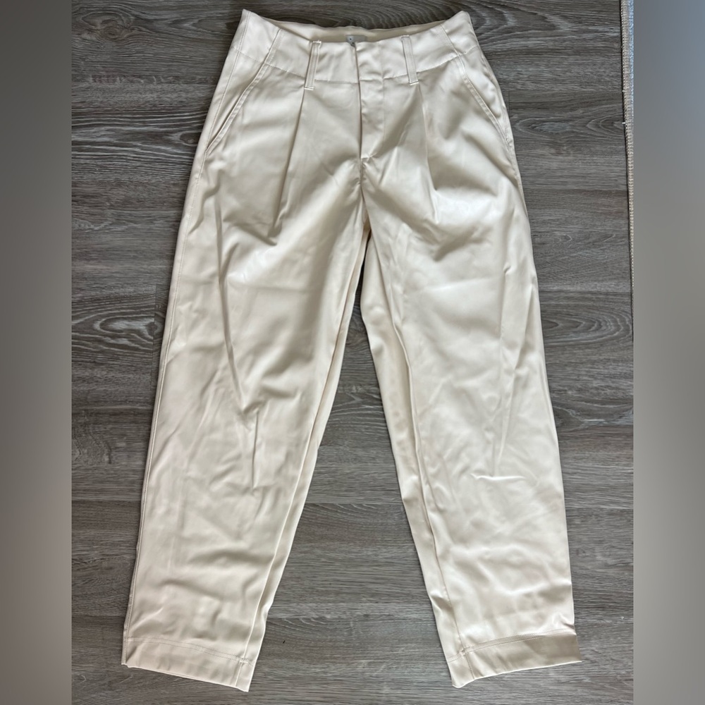 A New Day Women’s Cream Faux Leather Pants – Size 2